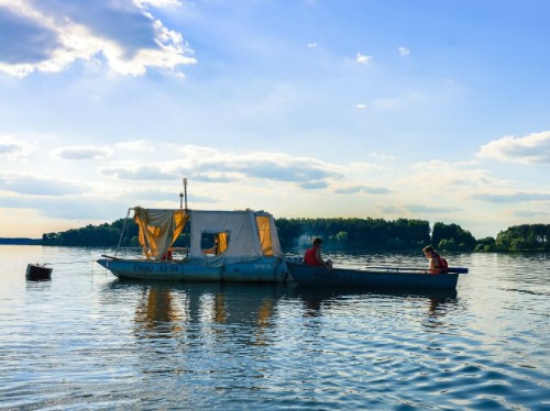 Students in a boat